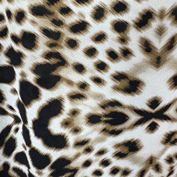 Worthington Silk Blouse Womens XL Brown Leopard Print Long Sleeve Button Up Top - Picture 6 of 10